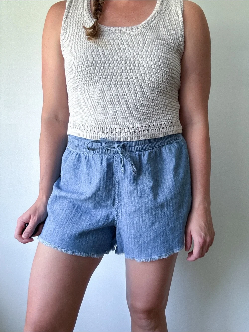 GAP Light Blue Drawstring Denim Shorts